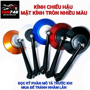 Gương Kính chiếu hậu TRÒN PHẲNG nhiều màu Kính được gia công tỉ mỉ chất lượng phù hợp với nhiều dòng xe máy.