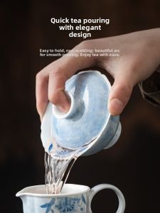 JISU | Hand-painted Ceramics Retro Tea Cup with Blue Lily