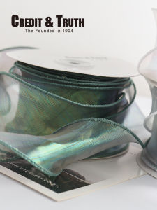 ริบบิ้นสีสันสดใสสำหรับดอกไม้6ซม. ริบบิ้นสำหรับห่อของขวัญดอกไม้ออโรร่าเปลือกหอยริบบิ้นผ้าโปร่งสำหรับจัดดอกไม้ผ้าตาข่ายทรงหางปลา