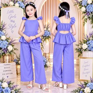 AIAH RUFFLED TOP AND WIDELEG PANTS SET FOR KIDS FASHION