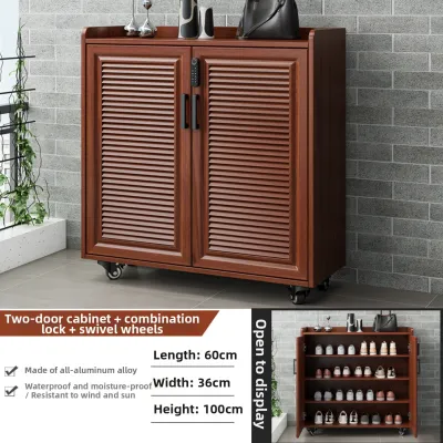 Aluminum Alloy Outdoor Shoe Cabinet with Password Lock Wheels Sun Protection Waterproof Storage Cabinet Home Entrance Furniture
