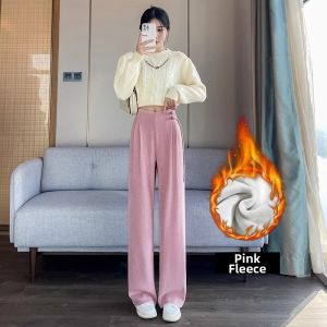 Elegant 2026 Winter Womens Trousers High Waist Narrow Straight Leg