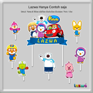 Topper cake custom nama pororo the little penguin hisan kue