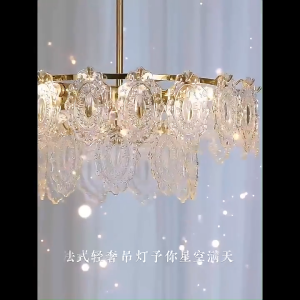 American Retro Chandelier French Palace Style Italian Crystal Glass Light Luxury Bedroom Living Room Dining Room Lighting Fixtures three-color light