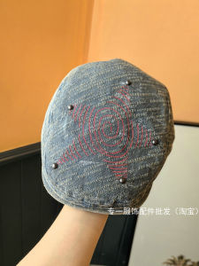 Retro Y2K Rivet Beret Hat Womens Millennium Style Spicy Jeans Duckbill Beret Spring Autumn Casual Style Geometric Color Block