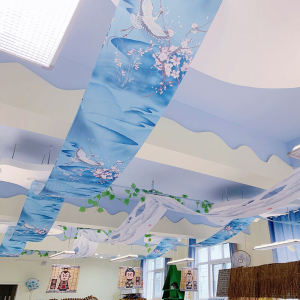 Voile Decorative Waterproof Cloth Wedding Background Ceiling Red Chinese Ancient Style Wedding Roof Ribbon Purdah Gauze Customization