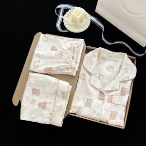 Bộ đồ ngủ nữ MiiOW bằng lụa tay ngắn phong cách hoạt hình - mùa hè