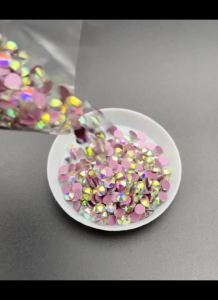 Pink Crystal AB Nail Art Rhinestones Pink Rose Base Non Hot Fix Rhinestones Strass Fabric Garment Nail Art Decorations
