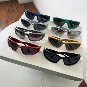 Kacamata Wanita Pria Mewah Kacamata Vintage punk Oval Frame Sunglasses