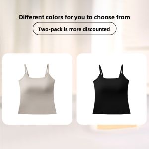 miiow | Womens One-Piece Strap Vest Integrated Chest Pad Inner And Outer Wear Nylon Fabric Simple Style Autumn Season Online Exclusive