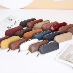 Top Layer Cowhide Leather Retro Umbrella Case Cosmetic Bag Womens Large Capacity Handheld Bag Pencil Case Female Model