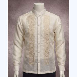 【 PREMIUM 】Modern Barong Tagalog Piña Jusilyn Long Sleeves Embroidery Mandarin Collar