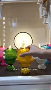 Nến điện tử hoa sen lưu ly 9cm thờ cúng dùng pin an toàn có 7 màu lựa chọn