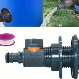 PVC Water Tank Connector With Tape 3/4 Quick Connect Straight-through Valve Water Tank Garden Irrigation Connections Tools