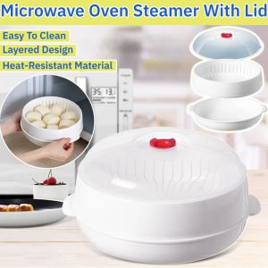Practical Microwave Oven Steamer Steamed Buns Steaming Utensils With Lid High Temperature微波炉专用蒸笼