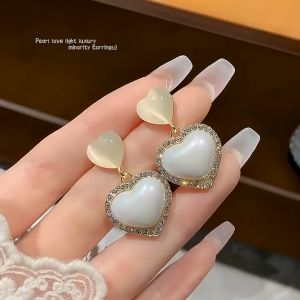 GL  Pearl CUTE heart Zircon fashion temperament Earrings ES6259