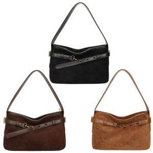 PU Leather Versatile Shoulder Bag Belt Design Handbag for Women Shopping Travel