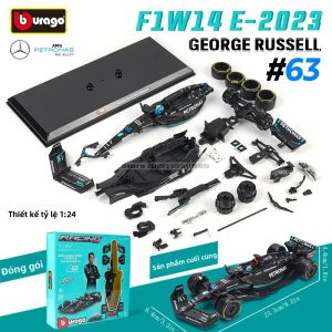 Mô Hình Xe Hơi Đúc Kim Loại Bburago 1:24 Mercedes-AMG Team W14 44 Hamilton 63 Russell F1 2023 Đồ Chơi Lắp Ráp Tự Làm Dành Cho Độ Tuổi 14+