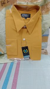 Wendyat.T Kemeja Formal reguler Warna Kuning Gold/Kuning Kunyit/Mustrad✓Kemeja Pria Polos Lengan Panjang