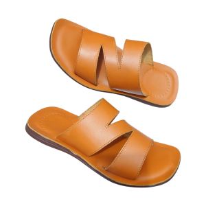 SANDAL KULIT PRIA ( GARANSI KULIT SAPI 100% ) MODEL JM05 TAN ( PREMIUM HIGH QUALITY )