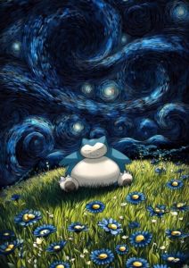 KAYOU | Bộ Tranh Kim Cương 5D Pokemon Pikachu Phong Cách Van Gogh - Tranh Thêu Chữ Thập Tranh Ghép Hình Dán Tường Trang Trí Nhà Cửa Quà Tặng Thủ Công Tự Làm