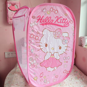 Foldable Home Use Bathroom Dirty Clothes Basket Cute Mesh Laundry Hamper for Student Dormitory Household Washing Basket