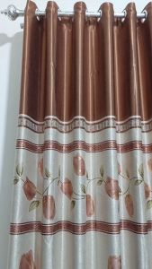 Gorden Jendela Pintu Blackout Minimalis Motif Bunga Tulip Smokring 12 Ring Kain Tebal