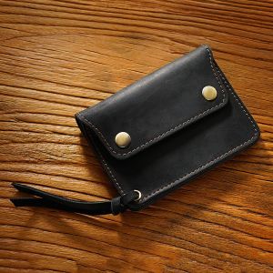 Smart King New Simple Short Wallets for Men and Women Grazy Horse Leather Retro Zipper Coin Purse Multifunction Card Holders