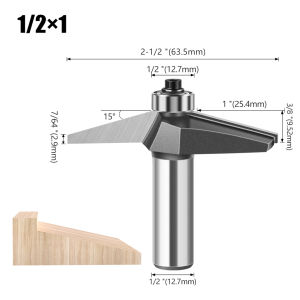 15 degree Chamfer Edge Forming Router Bit 12mm 1/2inch Shank Bevel Flush Trim Bit Woodworking Milling Cutter Bits