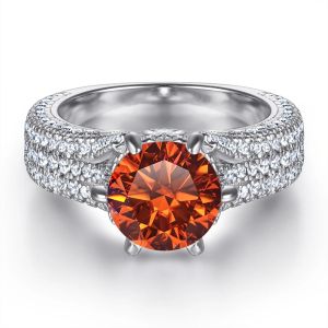Joycejelly 2ct Colorful Moissanite Rings for Women Sterling Silver 925 Jewelry Luxury Wedding Bands GRA Certified Gift for Wife