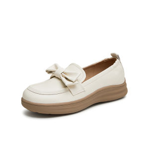 Tata Womens Flats Thick Bottom Casual Shoes Soft Candy Shape Lightweight Spring New Style round Toe Platform Slip-On Loafers