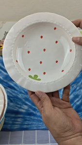 จานเซรามิค จานสีพาสเทล จานขอบหยักขนาด8นิ้ว