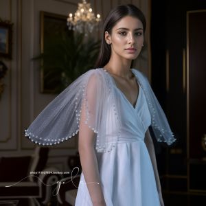 Japanese and Korean Pure Color Bronzing Dream Starry Sky Point Shoulder Yarn Bride Weddings Slim Looking Shawl Flab Hiding Thick Arm Female