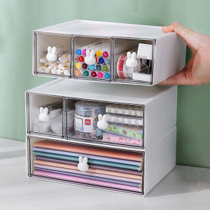 กล่องเก็บของตั้งโต๊ะพร้อมลิ้นชักใส ความจุขนาดใหญ่ อุปกรณ์สำนักงาน เครื่องเขียน กล่องจัดระเบียบโต๊ะ เก็บเครื่องสำอาง