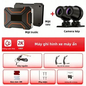 Camera Hành Động Xe Máy Dual DVR Chống Nước IP66 Kết Nối Thông Minh WiFi Camera Hành Trình Phía Trước & Phía Sau 170 ° Ghi Hình Góc Nhìn 1080p