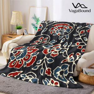BILIBILI | navy red paisley floral Flannel Blanket Warm Soft Halloween Christmas Decorative Couch Warm Cozy All-Season Gift