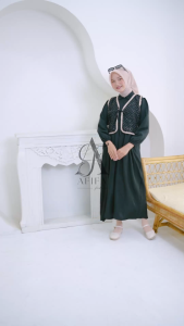 Gamis Anak Perempuan Tanpa Khimar Bahan Shakilla Brukat Aplikasi Renda Terbaru 2025 Usia 5-14 Tahun