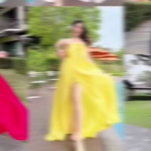 SS308 Maxi Dress เดรสยาวพริ้วสวย อกแต่งโบว์น่ารักมาก เอวด้านหลังเป็นยางยืด