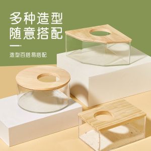 Large Double-Purpose Hamster Bath Room Sand Box Toilet Urinal Transparent Gold Retriever Pet Supplies Toy Scenic Decoration