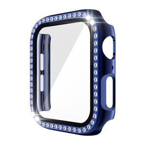 Glass+Diamond Watch Case for Apple Watch Series 8 7 6 SE 5 4 321 Screen Protector iWatch 45mm 41mm 44mm 40mm 42mm 38mm PC Cover