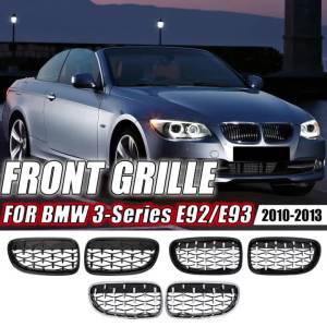 XVIP | XVIP Silver Diamonds Style Front Bumper Grilles For BMW 3 Series E92 E93 2010-2013 328i 335i Double Line Style Dual Slats Grills