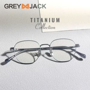 Grey Jack Kacamata Antiradiasi Blueray Bahan Titanium Kokoh Ringan Model Semi Kotak Fashion Pria dan Wanita Bisa Minus 8166