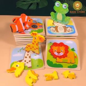 Đồ chơi lắp ghép xếp hình động vật bằng gỗ nổi 3D cho bé Montessori giáo dục sớm thông minh trí tuệ nhiều chủ đề BABE STORE