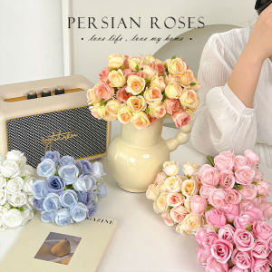 27-Head Artificial Rose Bouquet Fake Flowers Bridal Handheld Photography Props Home Decorations Luxury Simulation Roses