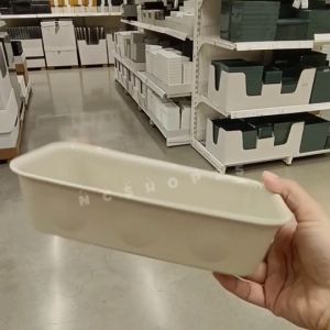 IKEA อิเกีย กล่อง พลาสติก สีเบจ 10x20x5 ซม. ใช้จัดเก็บของกระจุกกระจิก เพื่อความเป็นระเบียบ