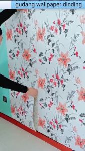 Wallpaper Linen Roll 3D 50x300cm dan Stiker Dinding Kamar Linen