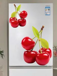 Miếng Dán Tủ Lạnh Hình Trái Cây Cherry Chống Thấm Nước Miếng Dán Tường Trang Trí Cửa Tủ Lạnh Hai Cánh/một Cánh PVC Dày 2mm