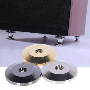 8 Pcs 25x5mm Universal Aluminum Alloy Speaker Spikes Pads Speaker Shock Base Pad Isolation Stand Feet Cone Base Mats