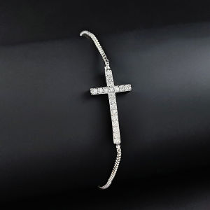 2024 New Luxury Silver Color Hip Hop Cross Bracelet Bangle for Women Valentines Day Gift Jewelry Drop Shipping Party Gift S5456