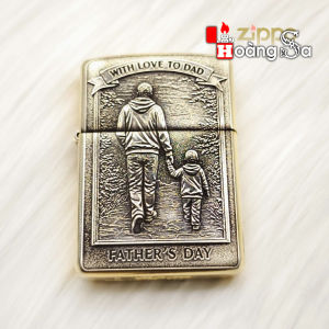 Zippo Armor Case Brass - Thiết kế 3D "With Love To Dad" - Quà tặng ý nghĩa cho Ngày của Cha